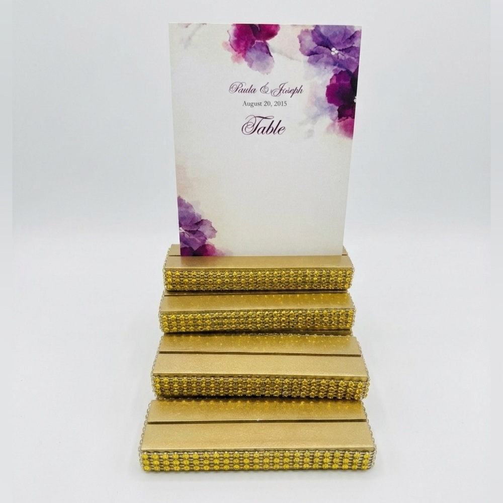 Etsy Gold Rhinestone Embellished Table Card Holder Lot x 14